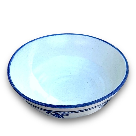 White Pottery Bowl Blue Designs/Ramen Noodle, Ice Cream, Snacks, or Decorative - Picture 10 of 12